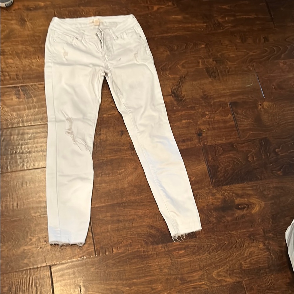 Forever 21 Cream Skinny Jeans Mid-Rise Ankle-Length